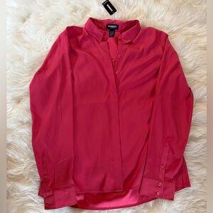 Express Women's Vibrant Pink Button Down Shirt
